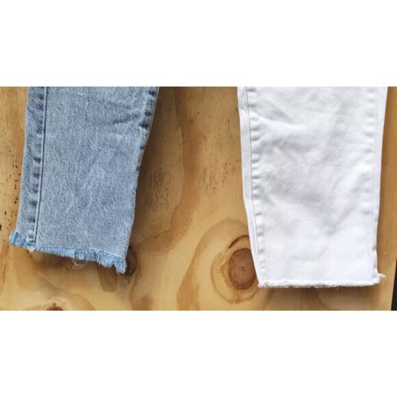 PacSun Women's Straight Jean 2 25 Blue White Leg High Rise Denim Wash - Picture 5 of 10